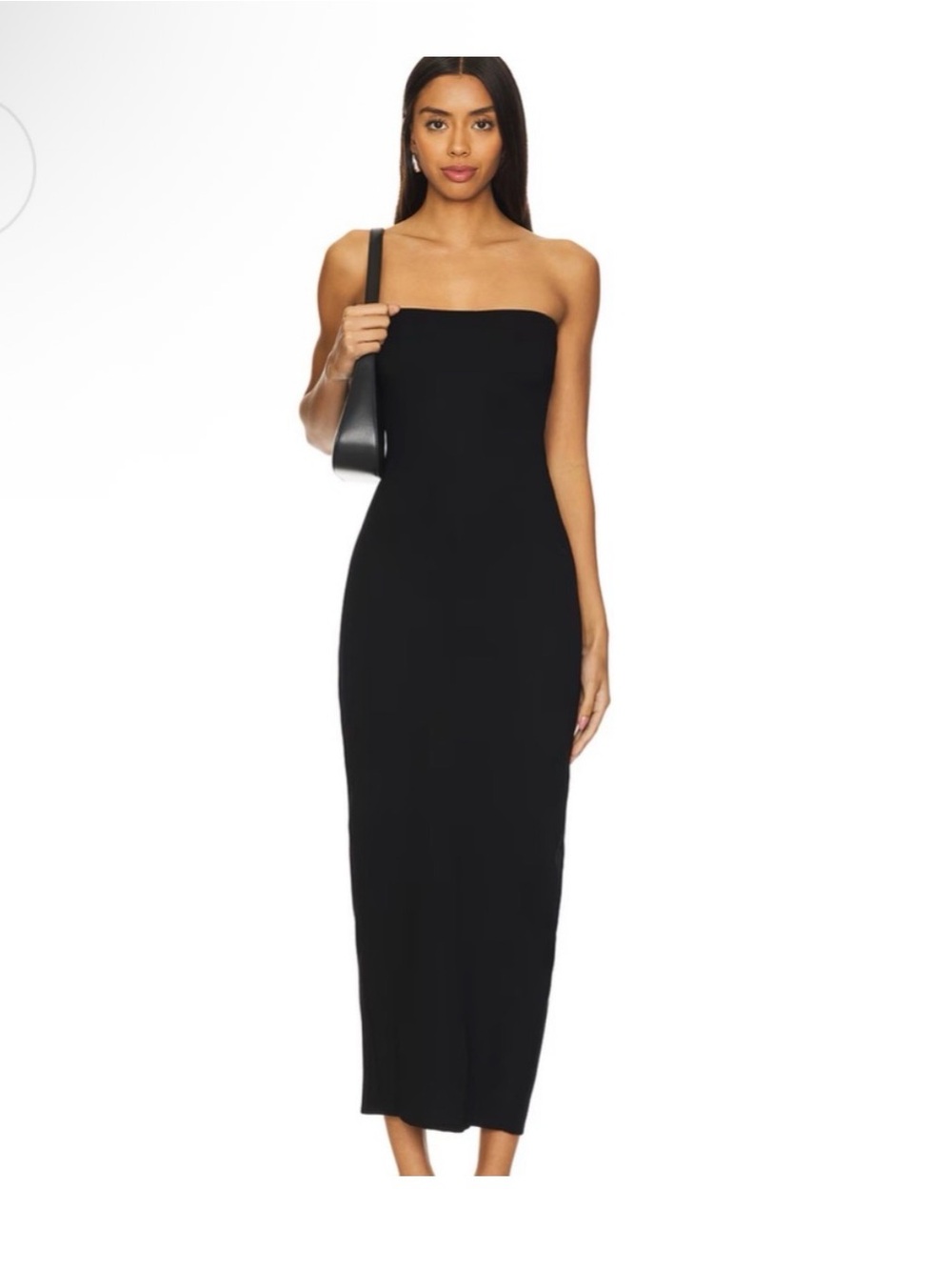 LESET Rio Strapless Black Midi Slip Dress